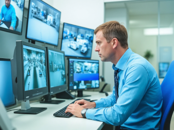 agent sécurité écrans vidéosurveillance