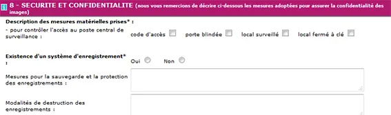sécurité et confidentialité formulaire préfecture vidéosurveillance