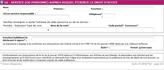 service formulaire préfecture vidéosurveillance