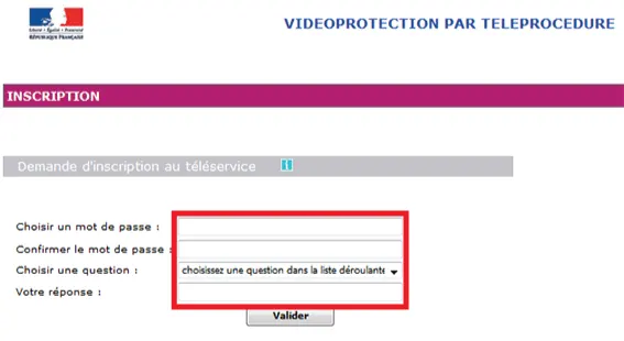 mot de passe formulaire préfecture vidéosurveillance