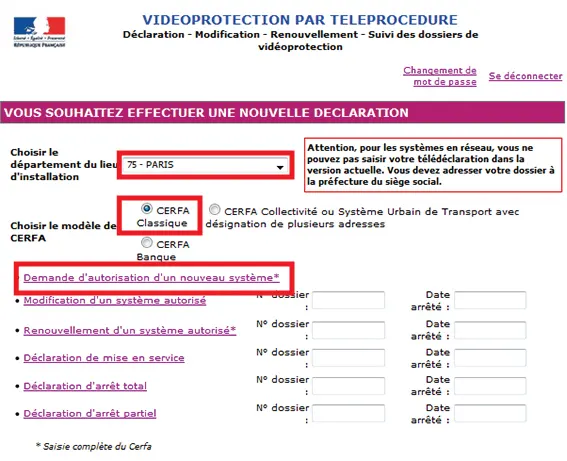 type de cerfa  formulaire préfecture vidéosurveillance