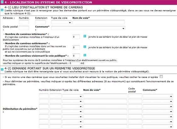 localisation formulaire préfecture vidéosurveillance