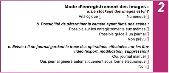 mode enregistrement images  questionnaire conformité