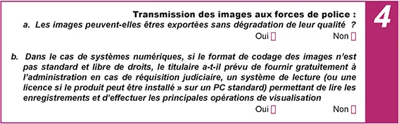 transmission images forces police questionnaire conformité